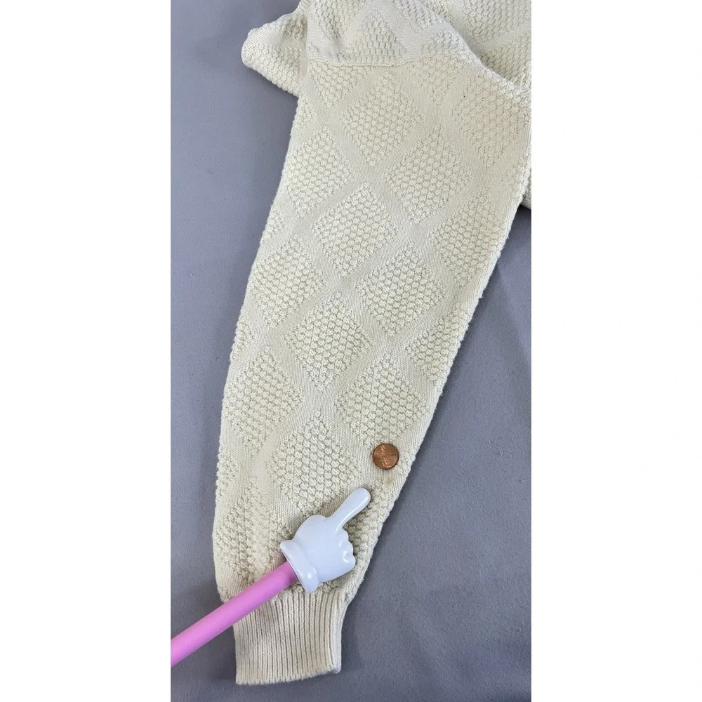 Vintage Talbots Ivory Rombo Women's Sz Medium Made USA ‎ Y2K